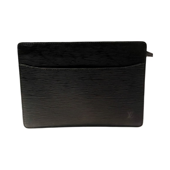 ✨ Louis Vuitton Pochette Homme Clutch Black Epi Leather Zipper Bag Vintage LV - Picture 6 of 12